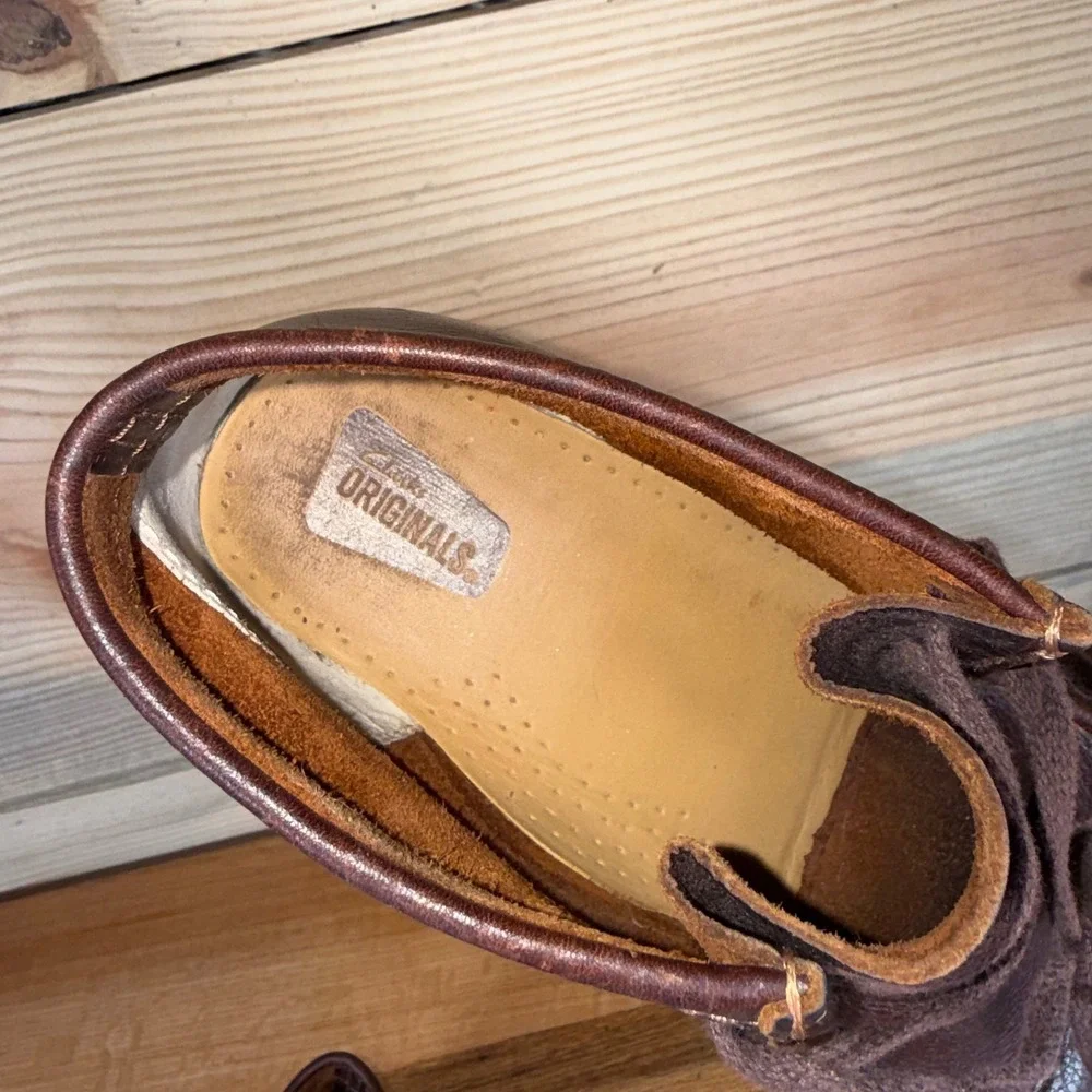 Clarks Originals Men's 10 Chukka Boots Wallabee Dark Brown Pebbled Leather Crepe